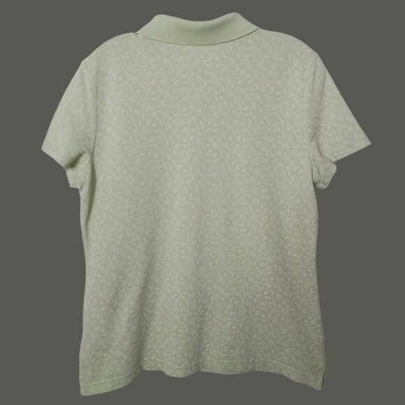 Basic Editions Womens Light Green Floral Polo Shirt Size Large - Picture 2 of 11